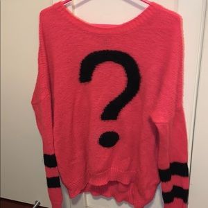 Hot Pink question mark sweater forever21